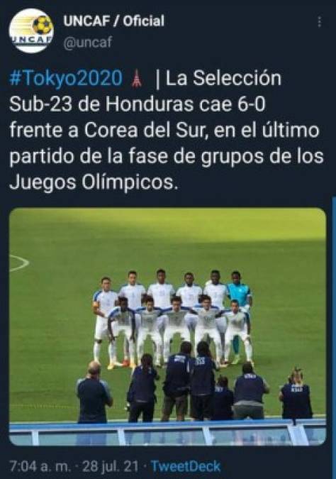 Honduras se despide de Tokio 2020 y en las redes sociales se han pronunciado sobre la paliza que sufrió la Bicolor.