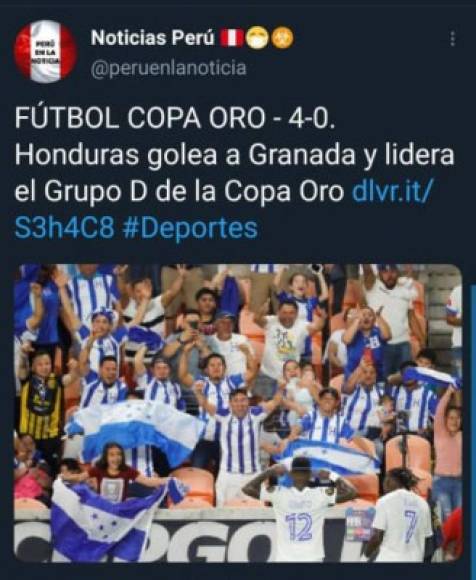 Algunos medios en Perú también destacaron el gran triunfo de la selección de Honduras en lo que fue su debut en la Copa Oro 2021.