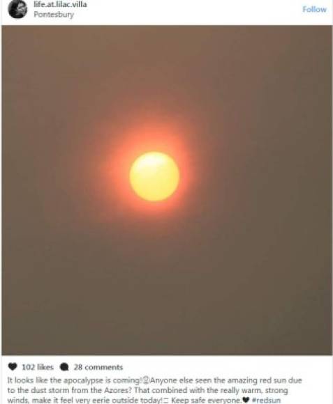 El #redsun se convirtió en tendencia en redes sociales, donde algunos usuarios afirmaron que se trataba del 'principio del Apocalipsis'.