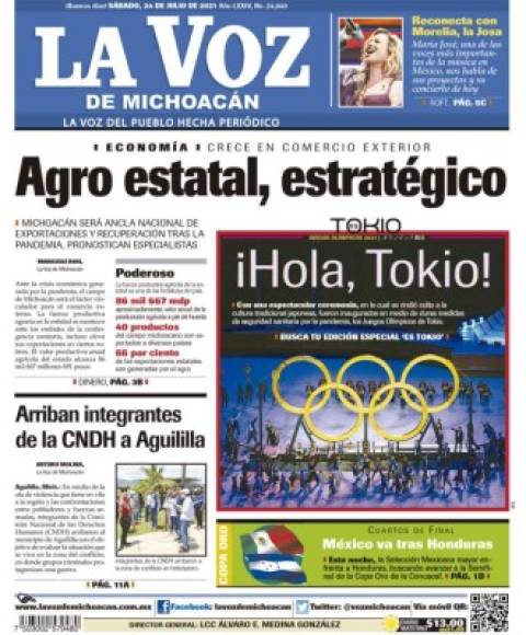 'México va tras Honduras', señaló en su portada La Voz de Michoacán.