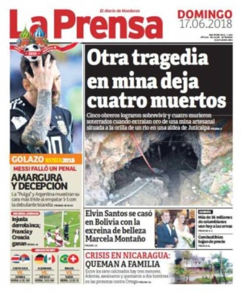 'Amargura y decepción', así lo titulamos en Diario LA PRENSA (Honduras).