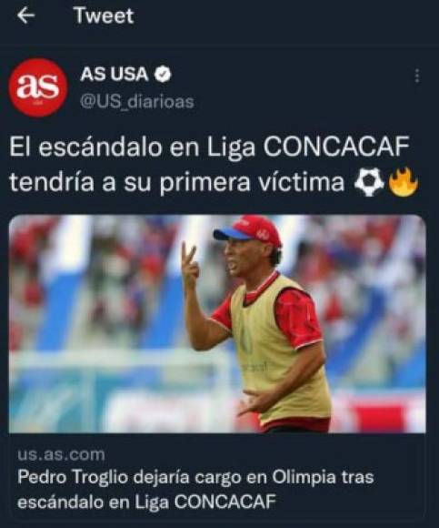 Diario As: 'Pedro Troglio dejaría cargo en Olimpia tras escándalo en Liga Concacaf'.