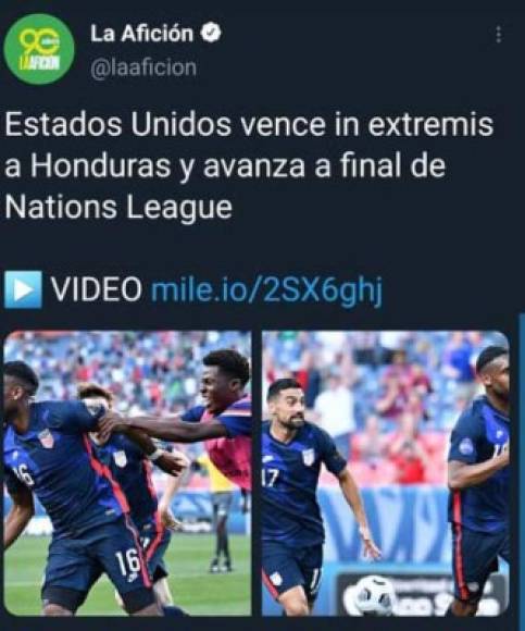 Medios mexicanos como La Afición señalaron que la victoria de EUA ante Honduras fue in extremis.
