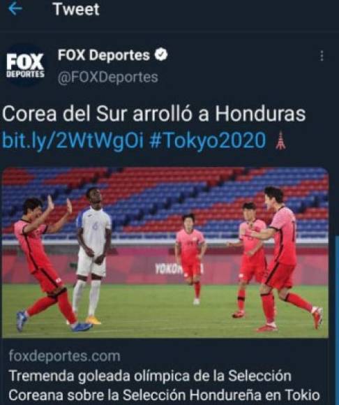 Fox Deportes: 'Corea del Sur arrolló a Honduras'