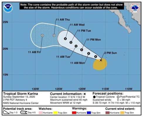 Se forma la tormenta tropical Karina en el Pacífico