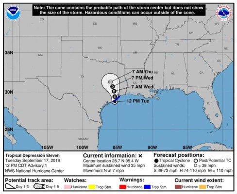 La tormenta tropical Imelda toca tierra en la costa de Texas
