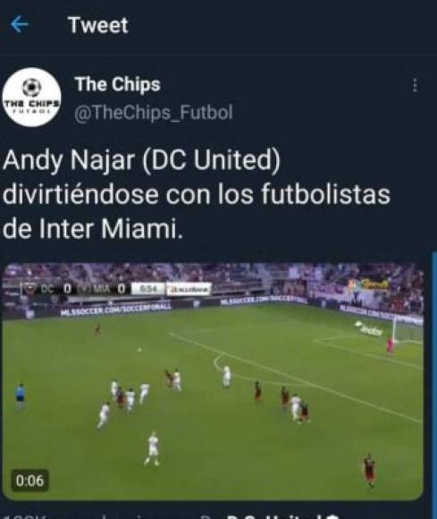 'Andy Najar divirtiéndose. con los futbolistas del Inter Miami', así se pronuncian a nivel internacional sobre la acción del catracho.