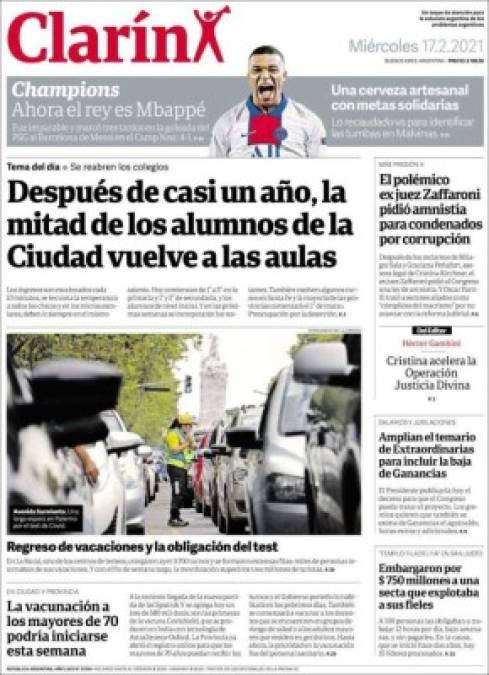 El Clarín de Argentina señala que ahora el rey es Mbappé y no Messi.