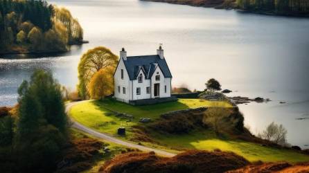 El diseñador noruego Ben Myhre usó software de IA para crear una casa en las Tierras Altas de Escocia con “vistas a un vasto y pintoresco lago”.