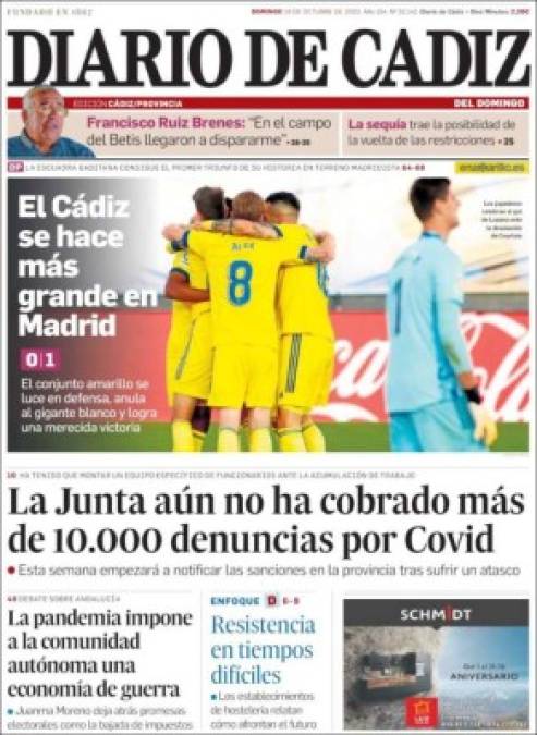 La prensa de Cádiz destacó el triunfo del club del Choco Lozano ante Real Madrid.