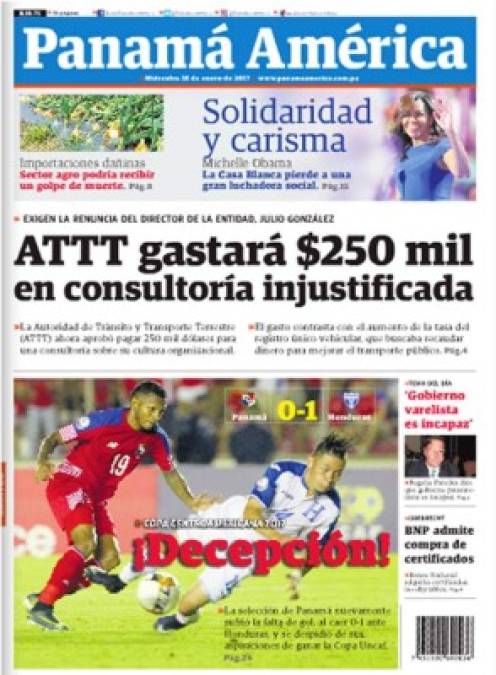 Panamá América tituló '¡Decepción!' y agregó: 'La selección de Panamá nuevamente sufrió la falta de gol al caer 0-1 ante Honduras, y se despidió de sus aspiraciones de ganar la Copa Uncaf'.