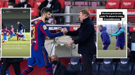 Varios jugadores del Barcelona dejaron mensajes en sus redes sociales para despedir a Ronald Koeman.