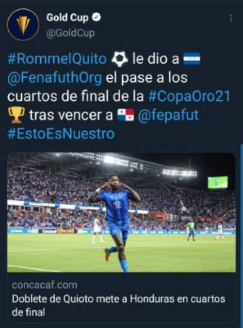 La Concacaf en sus redes sociales destacó el partido que realizó Romell Quioto ya que fue la figura al marcar un doblete.