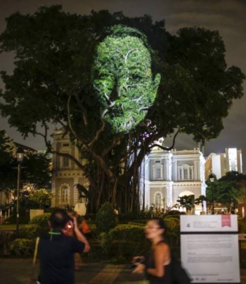 SINGAPUR. “El árbol que parpadea”. Instalación del artista británico Karel Bata durante la presentación a la prensa del Festival “Night Festival”.