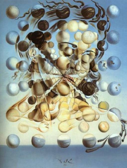 GALATEA DE LAS ESFERAS (1952)<br/>Otro ejemplo de dualidad de imagen: Las esferas superpuestas unas sobre otras toman la forma de la cabeza de una mujer.