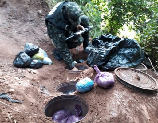 Hallan casi 400 libras de marihuana enterradas en caletas en Tegucigalpa