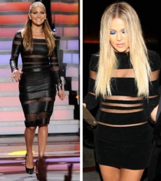 Khloé Kardashian se puso este mini vestido con transparencias de Balmain para la fiesta de cumpleaños del año pasado de Kylie Jenner. Es muy parecido al que llevó Jennifer Lopez a American Idol en 2012.