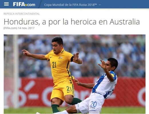 Fifa: Honduras por la heróica en Australia