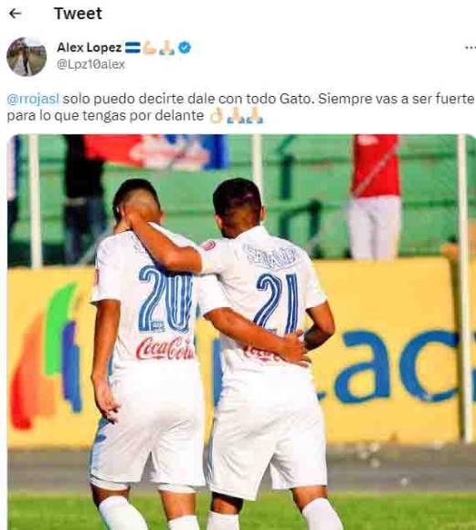 El mediocampista Alex López le dejó un mensaje a su excompañero en Olimpia y la selección de Honduras: “Siempre vas a ser fuerte para lo que tengas por delante”.