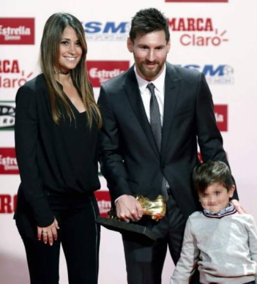 Messi, Antonela y Thiago.