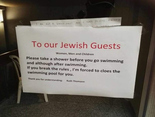Hotel suizo pide a judíos que se duchen antes de usar piscina