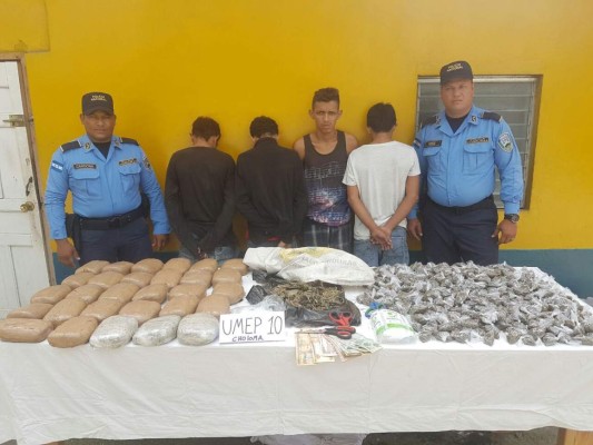 Capturan con droga a cuatro jóvenes en Choloma, Cortés   