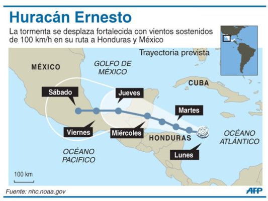 Ernesto provoca evacuaciones en Nicaragua al acercarse a Honduras