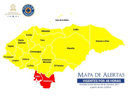 Honduras declara alerta roja en dos departamentos por la tormenta Nate