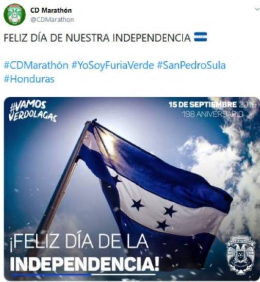 El Marathón de San Pedro Sula y su mensaje de felicitación por el 198 Aniversario de Independencia de Honduras.