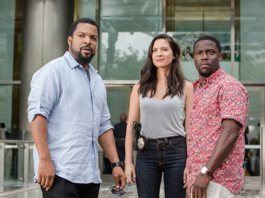 UNDATED -- BC-HOLLYWOOD-WATCH-OLIVIA-MUNN-ART-NYTSF -- Armed and Deranged: Olivia Munn co-starred with Ice Cube (left) and Kevin Hart in the comedy “Ride Along 2.” (CREDIT: Photo by Quantrell D. Colbert. Copyright 2016 Universal Pictures.)--ONLY FOR USE WITH ARTICLE SLUGGED -- BC-HOLLYWOOD-WATCH-OLIVIA-MUNN-ART-NYTSF -- OTHER USE PROHIBITED.