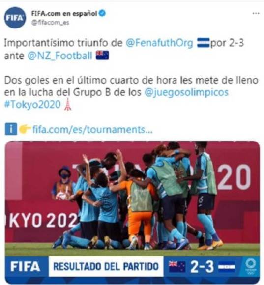 FIFA - “Importantísimo triunfo de Honduras por 2-3 ante Nueva Zelanda“.