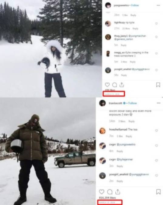 En marzo tanto Travis con Yungsweetro estuvieron en el mismo lugar, ambos publicaron imágenes en sus respectivas redes sociales con un día de diferencia.