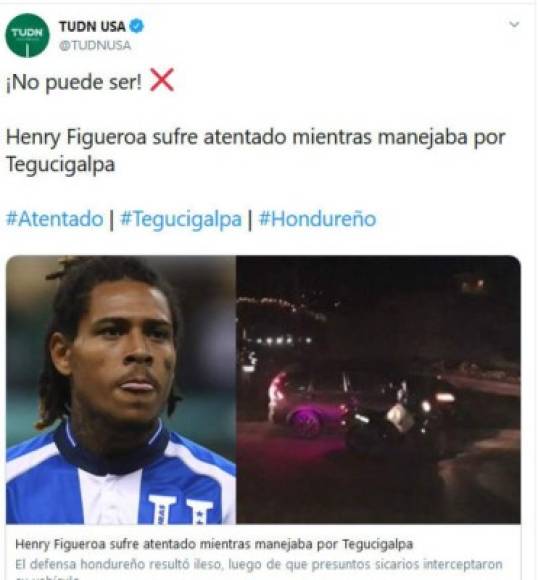La página TUDN USA también mencionó el atentado sufrido por el defensor la noche del domingo en Tegucigalpa, capital de Honduras.