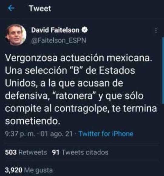 David Faitelson no podía faltar y señaló de vergonzosa la actuación de México en la Copa Oro.