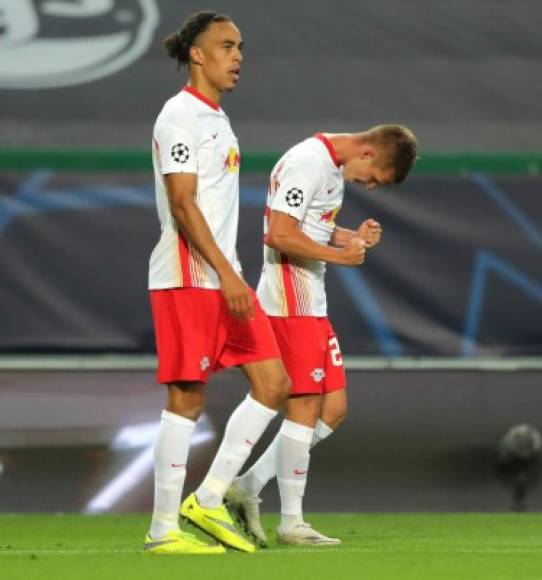 Dani Olmo celebrando su gol contra el Atlético de Madrid.