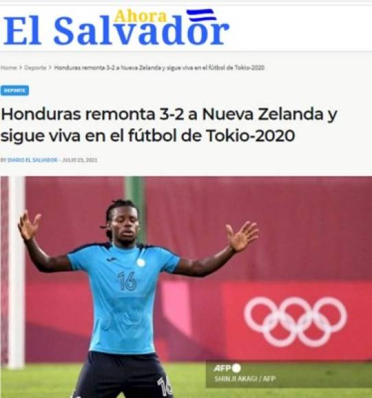 Ahora El Salvador - “Honduras remonta 3-2 a Nueva Zelanda y sigue viva en Tokio-2020“.