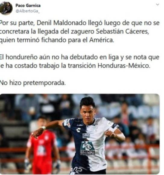 Denil Maldonado no ha podido debutar en la Liga MX y algunos seguidores del Pachuca señalan que le falta adaptarse.