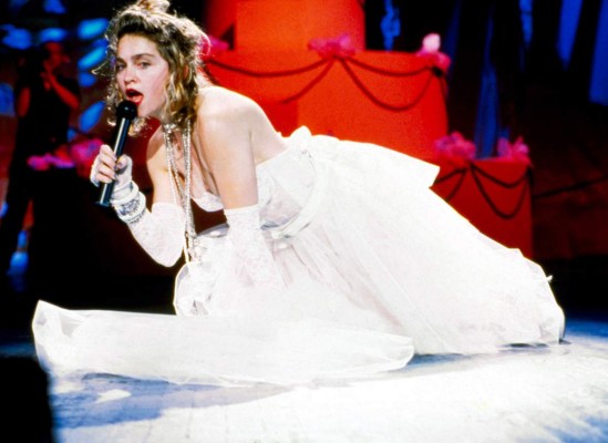 NEW YORK - SEPTEMBER 7: Madonna performing on the 1984 MTV Video Music Awards at Radio City Music Hall in New York City, September 14, 1984. Photo by Frank Micelotta/Getty Images.