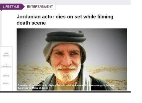 Actor fallece cuando filmaba escena en la que perdía la vida