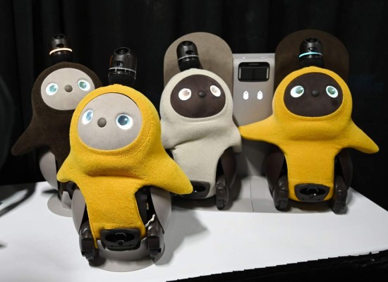 Lovot companion robots by Groove X are displayed at CES Unveiled, the preview event for CES 2019 consumer electronics show, January 6, 2019 in Las Vegas, Nevada. Lovot is a robot companion with artificial intelligence that can ask for attention, shy away from people it's not familiar with and follow you around like a pet. (Photo by Robyn Beck / AFP)