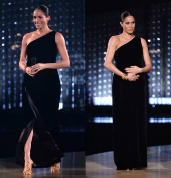 Diciembre 10 de 2018<br/><br/>Meghan asistió a los British Fashion Awards para presentar un premio a Clare Waight Keller de Givenchy, quien diseñó su famoso vestido de novia. Logró lucir hermosa con un vestido negro largo de un solo hombro.