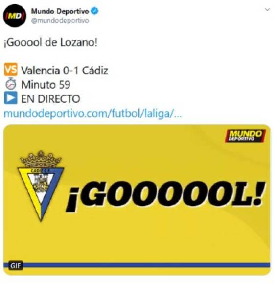 Mundo Deportivo de España y su posteo tras el gol del Choco Lozano.
