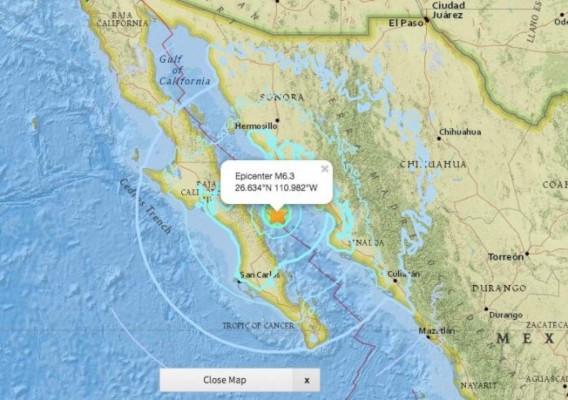 Sismo de 6.3 grados sacude la península de Baja California