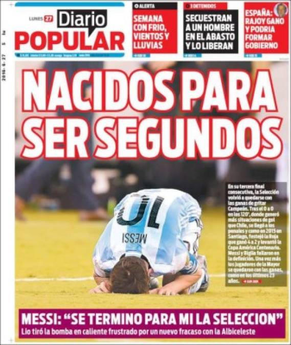 Diario Popular, 'Nacidos para ser segundones'.