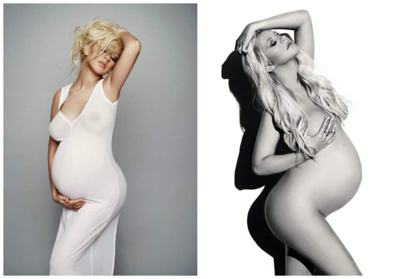 Christina Aguilera muestra su embarazo al natural