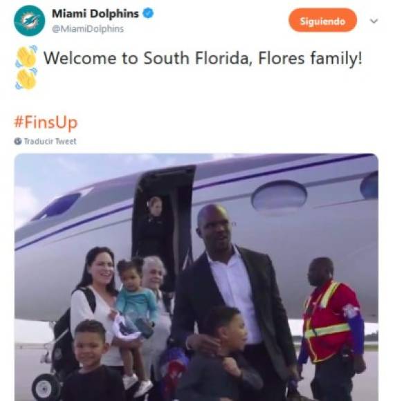 Brian Flores viajó en avión privado desde Atlanta hasta Miami; un vuelo de aproximadamente 1:25 minutos para ser presentado como entrenador de los Miami Dolphins. El club le dio la bienvenida en Twitter.