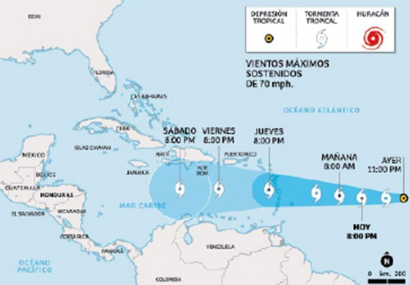 Cenaos vigila trayectoria de Isaac: aún no hay peligro para Honduras