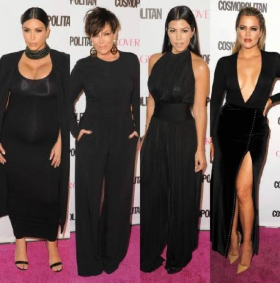 Las Kardashian lucieron desde jumpsuits, hasta pantalones y vestidos negros.