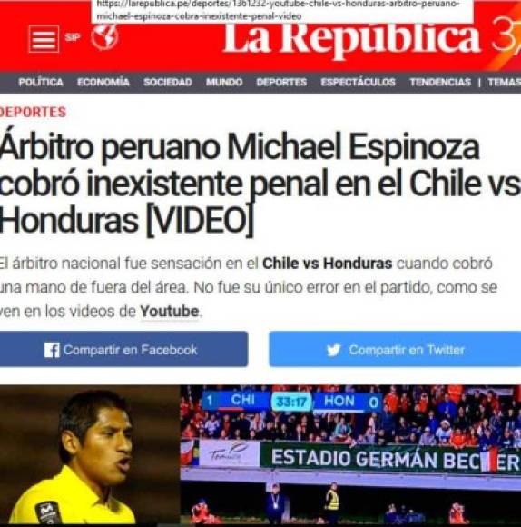 La República de Perú habla del pésimo trabajo del ecuatoriano Michael Espinoza.