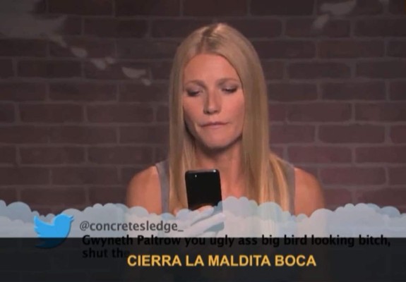 A la famosa Gwineth Paltrow no le gustó leer el mensaje de twitter. Foto YouTube.